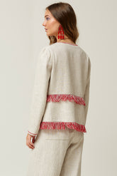 FRINGED LINEN  JACKET